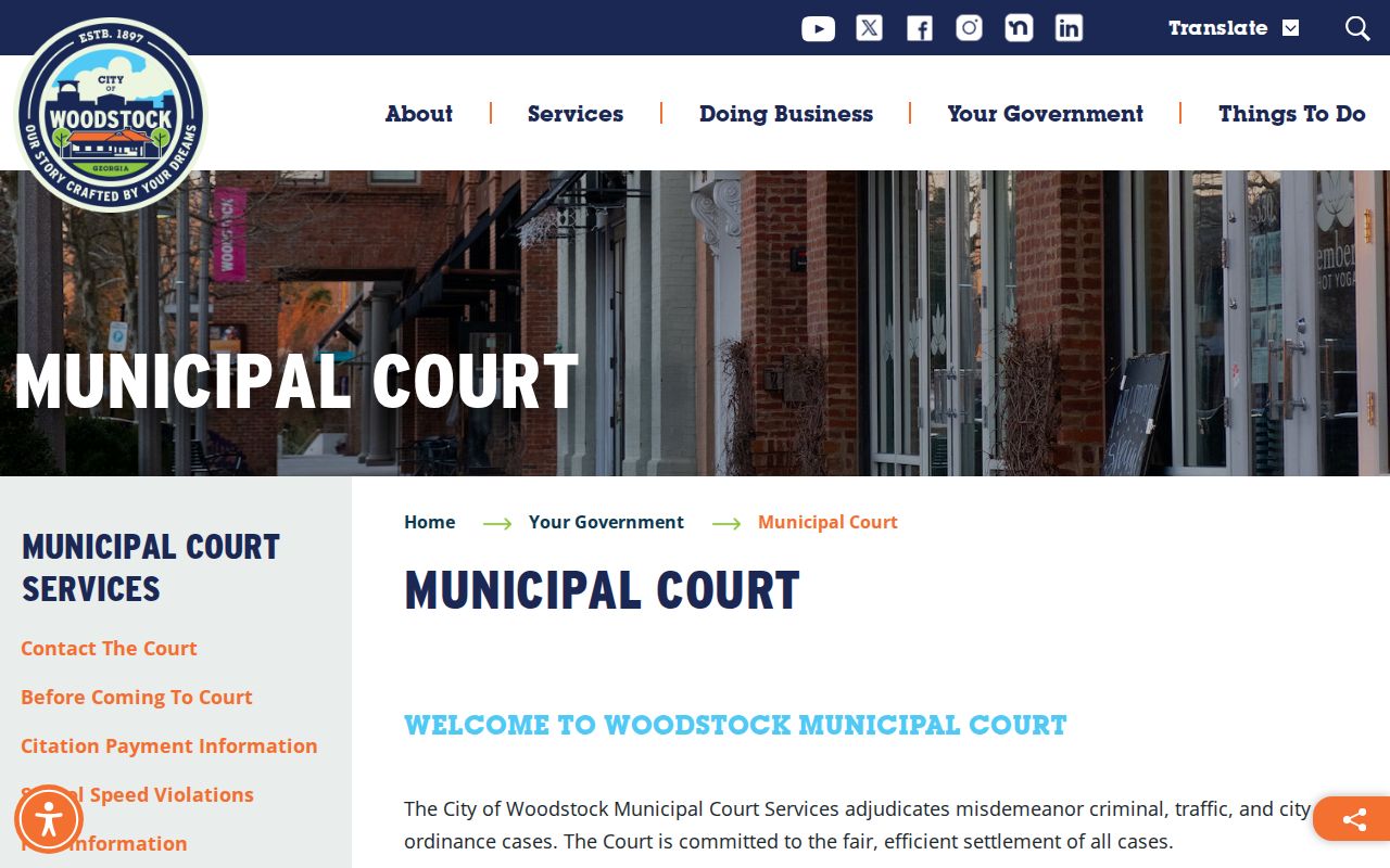 Woodstock public records municipal court access page