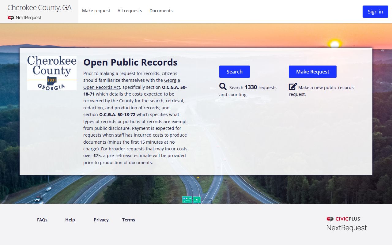 Woodstock people search through Cherokee open records requests