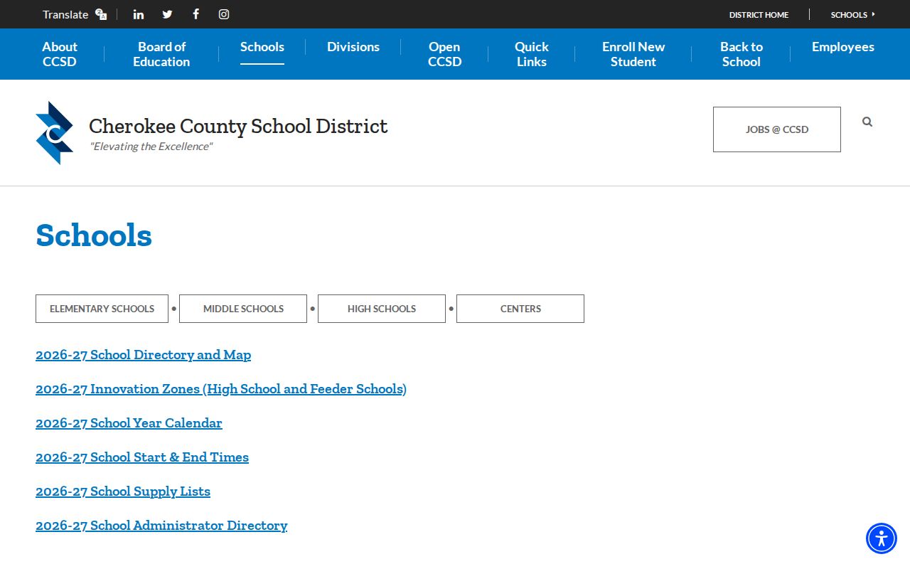 Woodstock people directories page for Cherokee County schools